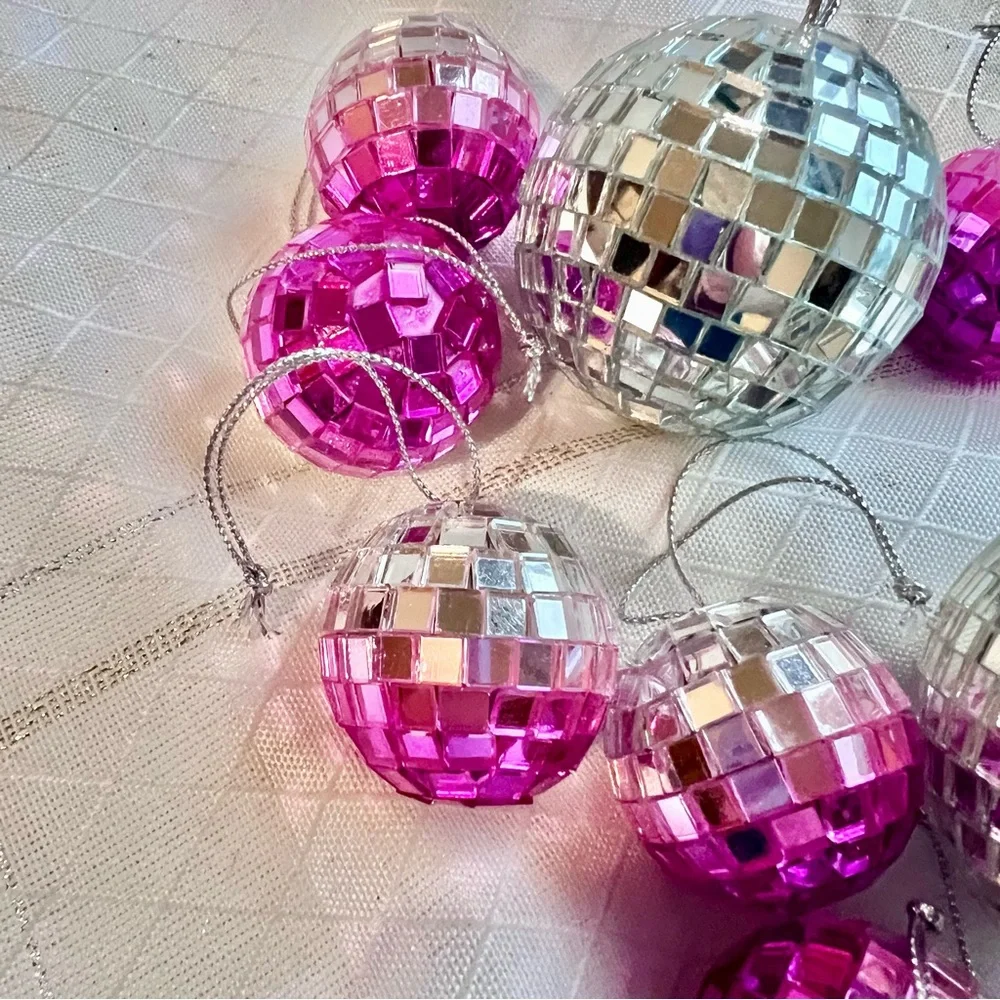 Retro Party Decoration, Vintage Pink Ornaments, Retro Decor, Silver Pink Decor